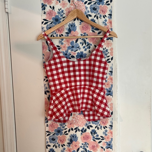 Hill House The Novia Top Red and White Gingham Top XS - Picture 7 of 10